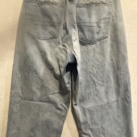 American Eagle Women's Denim Baggy Jeans Size 12 Regular Blue High-Rise Comfy - Picture 10 of 15